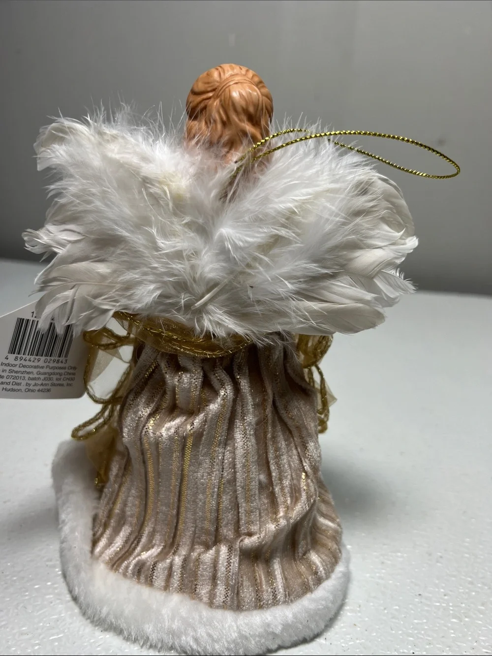 Holiday Inspirations Gold and Cream Porcelain Angel Tree Topper New